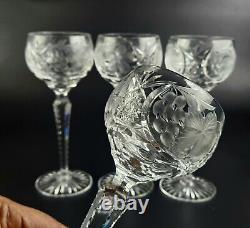 Vintage Stunning Cut-Crystal Hock Wine Glasses Resemble Nachtmann Traube 4