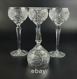 Vintage Stunning Cut-Crystal Hock Wine Glasses Resemble Nachtmann Traube 4