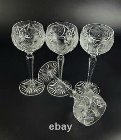Vintage Stunning Cut-Crystal Hock Wine Glasses Resemble Nachtmann Traube 4