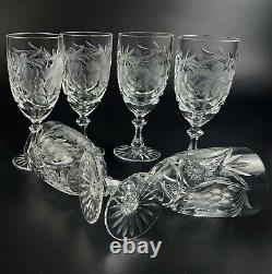 Vintage Stunning Cut-Crystal Water/Wine Glasses Resemble Nachtmann Traube- 6