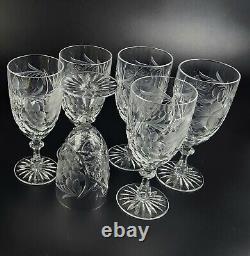 Vintage Stunning Cut-Crystal Water/Wine Glasses Resemble Nachtmann Traube- 6