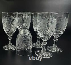 Vintage Stunning Cut-Crystal Water/Wine Glasses Resemble Nachtmann Traube- 6