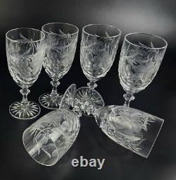 Vintage Stunning Cut-Crystal Water/Wine Glasses Resemble Nachtmann Traube- 6