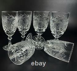 Vintage Stunning Cut-Crystal Water/Wine Glasses Resemble Nachtmann Traube- 6
