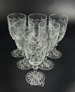 Vintage Stunning Cut-Crystal Water/Wine Glasses Resemble Nachtmann Traube- 6