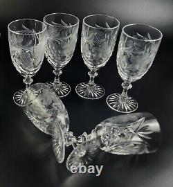Vintage Stunning Cut-Crystal Water/Wine Glasses Resemble Nachtmann Traube- 6