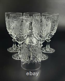 Vintage Stunning Cut-Crystal Water/Wine Glasses Resemble Nachtmann Traube- 6