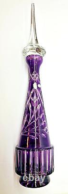 Vintage Tall Crystal Cut To Clear Purple Decanter West Germany 23 tall