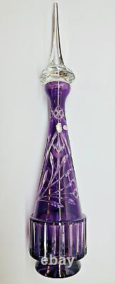 Vintage Tall Crystal Cut To Clear Purple Decanter West Germany 23 tall