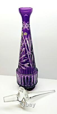 Vintage Tall Crystal Cut To Clear Purple Decanter West Germany 23 tall