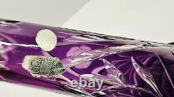 Vintage Tall Crystal Cut To Clear Purple Decanter West Germany 23 tall