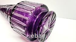 Vintage Tall Crystal Cut To Clear Purple Decanter West Germany 23 tall