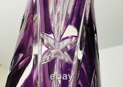 Vintage Tall Crystal Cut To Clear Purple Decanter West Germany 23 tall
