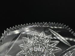 Vintage Turkish Cut Crystal Bowl Diamond Hobstar Pattern Sawtooth 10in Yasemin
