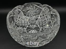 Vintage Turkish Cut Crystal Bowl Harvard Hobstar Sawtooth 8 1/4in Yasemin