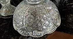 Vintage Two Piece Heavy Cut Crystal Glass Punch Bowl Pedestal NICE ABP PERIOD