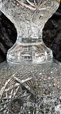 Vintage Two Piece Heavy Cut Crystal Glass Punch Bowl Pedestal NICE ABP PERIOD