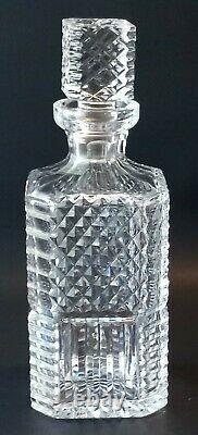 Vintage Waterford Cut Crystal Pattern Whiskey Decanter, Square shaped signed