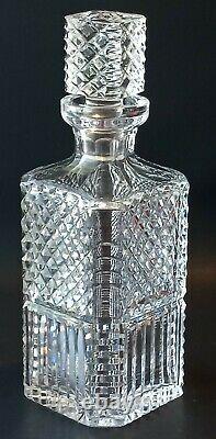 Vintage Waterford Cut Crystal Pattern Whiskey Decanter, Square shaped signed