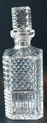 Vintage Waterford Cut Crystal Pattern Whiskey Decanter, Square shaped signed