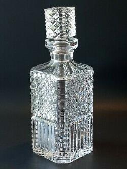 Vintage Waterford Cut Crystal Pattern Whiskey Decanter, Square shaped signed