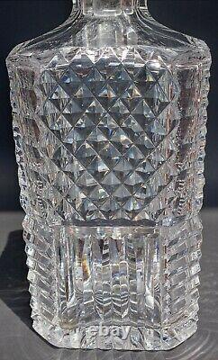 Vintage Waterford Cut Crystal Pattern Whiskey Decanter, Square shaped signed