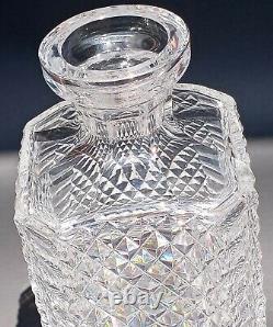 Vintage Waterford Cut Crystal Pattern Whiskey Decanter, Square shaped signed