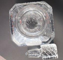 Vintage Waterford Cut Crystal Pattern Whiskey Decanter, Square shaped signed