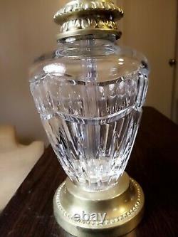 Vintage Waterford Fine Cut Crystal Lamp Brass Base 3 Way Switch on Cord 19.5