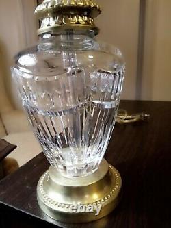 Vintage Waterford Fine Cut Crystal Lamp Brass Base 3 Way Switch on Cord 19.5