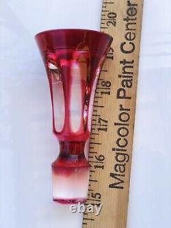 Vintage cut to clear cranberry Crystal Glass Decanter