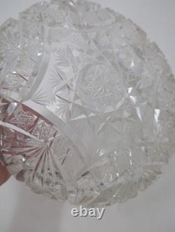 Vintage handmade American brilliant cut etched thick crystal centerpiece bowl 8