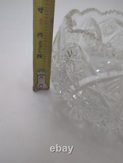 Vintage handmade American brilliant cut etched thick crystal centerpiece bowl 8