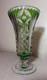 Vintage handmade green Czech cut to clear crystal glass tall ornate flower vase