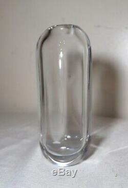 Vintage heavy signed Kosta Boda Goran Warff blown cut crystal glass vase