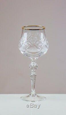 Volarna 6 Gold Rimmed Red Wine Glasses 24% CUT LEAD CRYSTAL 100% HANDMADE 30cl