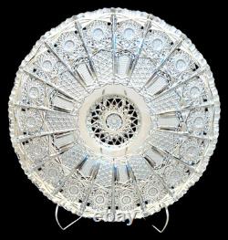 Vtg 12 Master Bohemian Cut Crystal Low Centerpiece Bowl 2 5/8 Tall Starburst