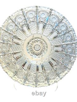 Vtg 12 Master Bohemian Cut Crystal Low Centerpiece Bowl 2 5/8 Tall Starburst