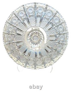 Vtg 12 Master Bohemian Cut Crystal Low Centerpiece Bowl 2 5/8 Tall Starburst