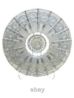 Vtg 12 Master Bohemian Cut Crystal Low Centerpiece Bowl 2 5/8 Tall Starburst