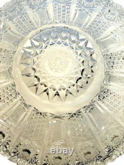 Vtg 12 Master Bohemian Cut Crystal Low Centerpiece Bowl 2 5/8 Tall Starburst