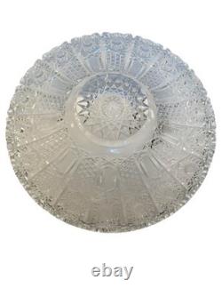 Vtg 12 Master Bohemian Cut Crystal Low Centerpiece Bowl 2 5/8 Tall Starburst