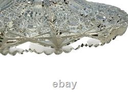 Vtg 12 Master Bohemian Cut Crystal Low Centerpiece Bowl 2 5/8 Tall Starburst