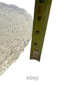 Vtg 12 Master Bohemian Cut Crystal Low Centerpiece Bowl 2 5/8 Tall Starburst