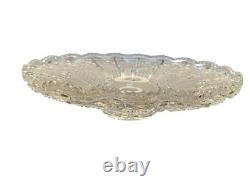 Vtg 12 Master Bohemian Cut Crystal Low Centerpiece Bowl 2 5/8 Tall Starburst