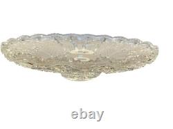 Vtg 12 Master Bohemian Cut Crystal Low Centerpiece Bowl 2 5/8 Tall Starburst