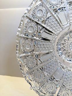 Vtg 12 Master Bohemian Cut Crystal Low Centerpiece Bowl 2 5/8 Tall Starburst