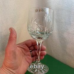 Vtg 6pc MIB Zawiercie 24% Lead Crystal STAR OF DAVID Hand Cut Glass Wine Goblets