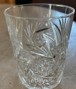 Vtg American Brilliant Cut Crystal Water Pitcher & 6 Water/whiskey Glasses