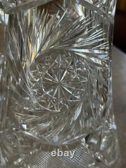 Vtg American Brilliant Cut Crystal Water Pitcher & 6 Water/whiskey Glasses